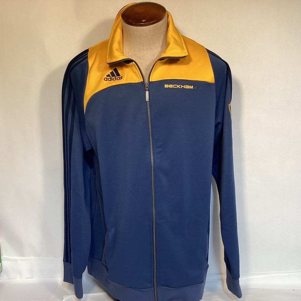 David Beckham Adidas Los Angeles Galaxy Blue and Gold Soccer Jacket Mens size XL